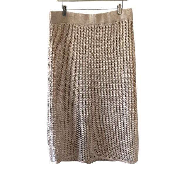 Nine West Dresses & Skirts - Nine West Crochet Midi light-lined Beige pencil sweater skirt Size XXL